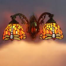 Double Lamp Stained Glass Wall