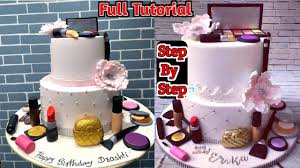 2 tier beautiful makeup theme cake