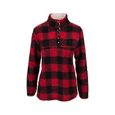 Andree By Unit Womens Buffalo Plaid Sherpa Pullover