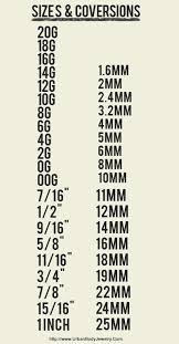 Ear Stretchers Size Chart Ear Plug Gauge Chart Gauage Chart