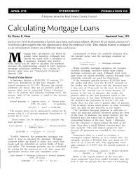 Calculating Mortgage Loans
