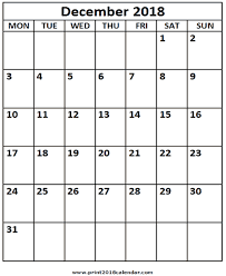 December Printable Calendar December 2018 Printable Calendar