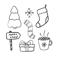 vector new year christmas doodle set