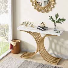 Faux Marble Wood Console Table Sofa