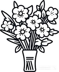 flowers in a vase black outline clip art