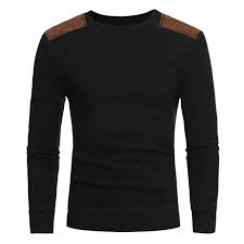 Wuai Mens Sweaters Long Sleeve Crewneck Warm Solid Color