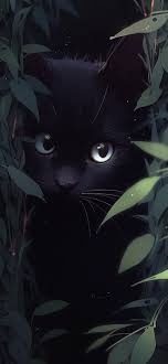 cute black cat in the gr aesthetic