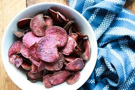 Including whether or not they are orange, yellow, or purple sweet potatoes: Baked Purple Sweet Potato Chips Asian Caucasian Food Blog