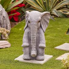 Luxenhome Gray Mgo Sitting Elephant