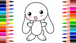 how to draw and color cute bunny easy