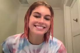 Hair cuts for long hair straight. Kaia Gerber Dyes Her Own Hair Pink At Home People Com
