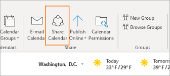 sharing a calendar in office 365