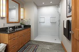The geometric pattern breaks up the long, grey tiles across the floor of the bathroom to add texture and character. 39 Luxury Walk In Shower Tile Ideas That Will Inspire You Home Remodeling Contractors Sebring Design Build