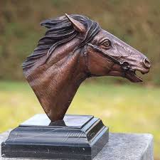 Outdoor Antique Bronze Horse Head Bust