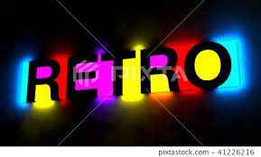 Colorful And Glowing Lettering Of The Word Retro Stock