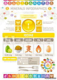 Iodine Mineral Supplements Rich Food Icons Healthy Eating