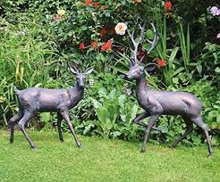 Bronzed Deer Garden Statues Cast