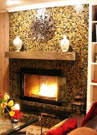 Glass Mosaic Tile Fireplace Surround