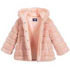 ido baby girls pink faux fur coat