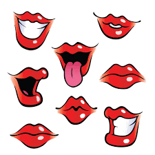 cartoon female mouths with glossy lips