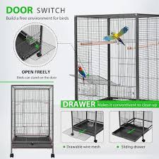 Vivohome 30 In H Wrought Iron Bird Cage With Rolling Stand For Parrots Conure Lovebird