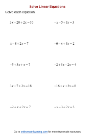 Linear Equation Worksheets Printable