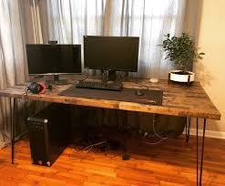 These diy studio desk designs and ideas make sure you're considering every feature you may want for the legs and cabinets, you may choose the same materials again, but i've become very attracted piping makes great structural support, including the legs and frame of a desk. Butcher Block Desk 72 X35 W Custom Hairpin Legs Diy