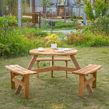 Garden Round Table Chair Benches Wooden