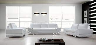 Vanity Sofa 3pc Set In White Leather