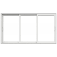 Jeld Wen V4500 Multi Slide 141 In X 80 In Universal Handing Low E White Vinyl 3 Panel Prehung Patio Door