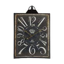 15 8 In X 25 6 In Black And White Metal Vintage Styled Rectangular Wall Clock Home Decor Accent Clock White Black