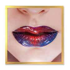 blue lipstick modern framed art print