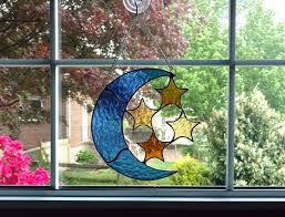 Moon And Stars Stained Glass Suncatcher