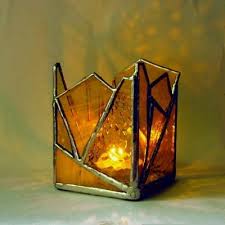 Yellow Stained Glass Candle Holder