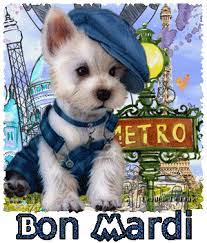 Gif animé Bon Mardi avec chien titi parisien - les gifs animés de  dentelledelune