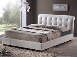 white faux leather bed frame
