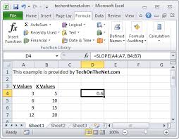 Ms Excel How To Use The Slope Function