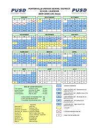 Yearly Calendar Calendars Porterville Unified School
