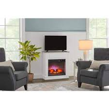 Stylewell Wheaton 31 In W Freestanding Wooden Infrared Electric Fireplace In White And Brown