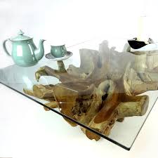 Rated 5 out of 5 stars. Large Rectangular Teak Root Trunk Coffee Table 100cm Glass Top Batu