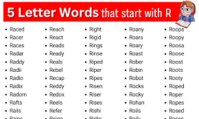 5 letter words that start with r five