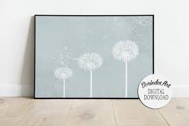 dandelion print light blue wall art
