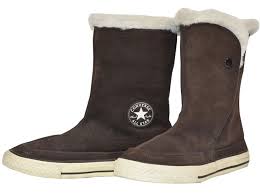 converse boots dark brown fur deerskin