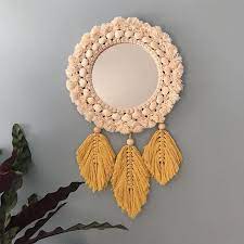 Feather Macrame Mirror Wall Hanging