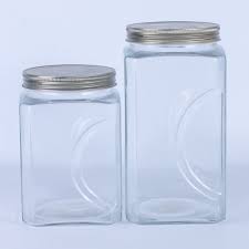 Square Glass Storage Jar With