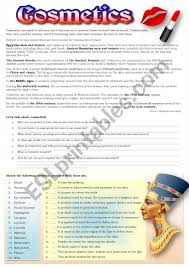 cosmetics esl worksheet by pilarmham