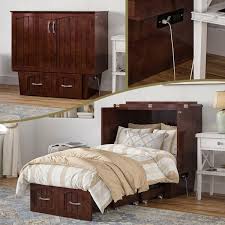 Twin Walnut Solid Wood Murphy Bed Chest