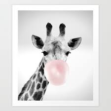 Giraffe Print Bubble Gum Nursery Art