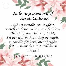 personalised candle favour memorial