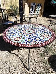 Mosaic Table With Umbrella Round For